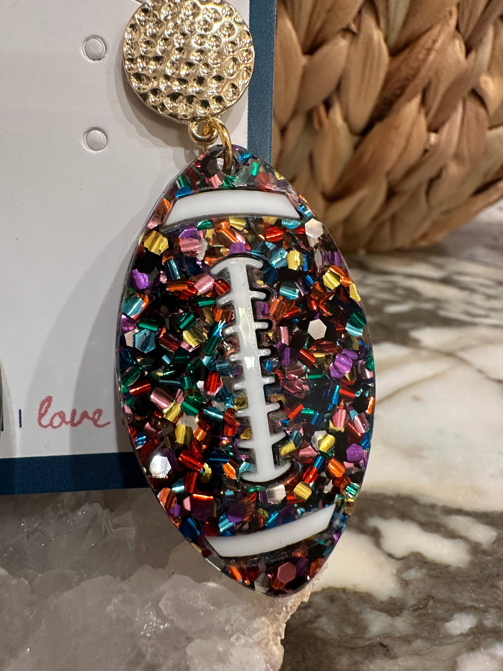 Confetti Bomb Football Earrings - Best & Co. Boutique
