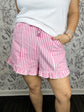 Blush Picnic Ruffle Hem Striped Shorts