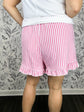 Blush Picnic Ruffle Hem Striped Shorts