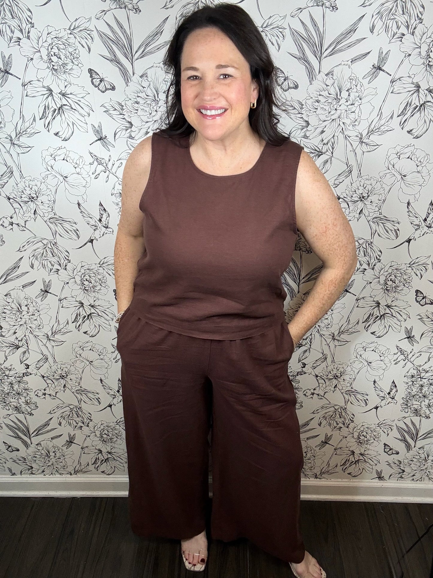 Scout Linen Pant in Chocolate Cherry