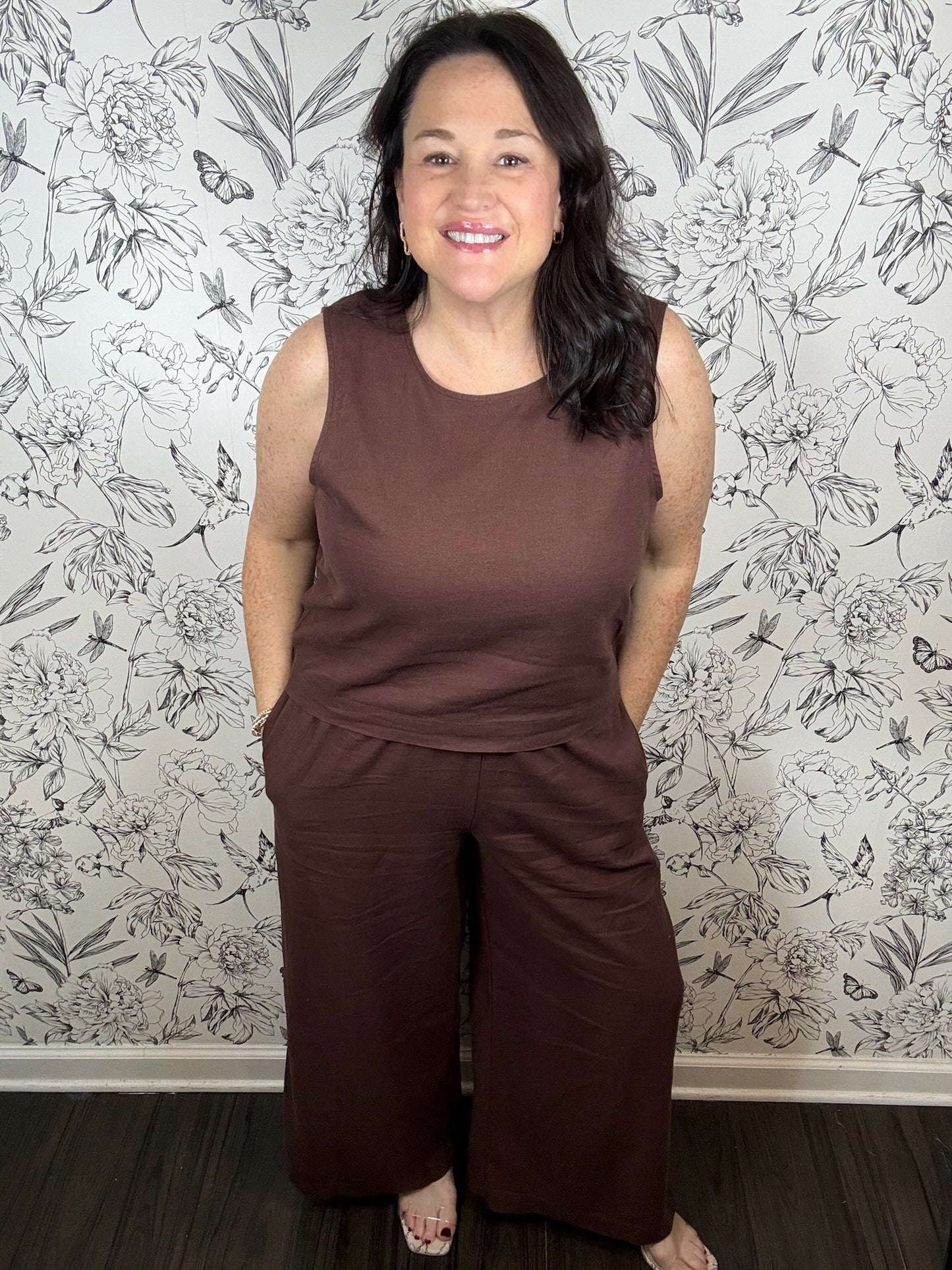 Sloane Linen Tank Chocolate Cherry