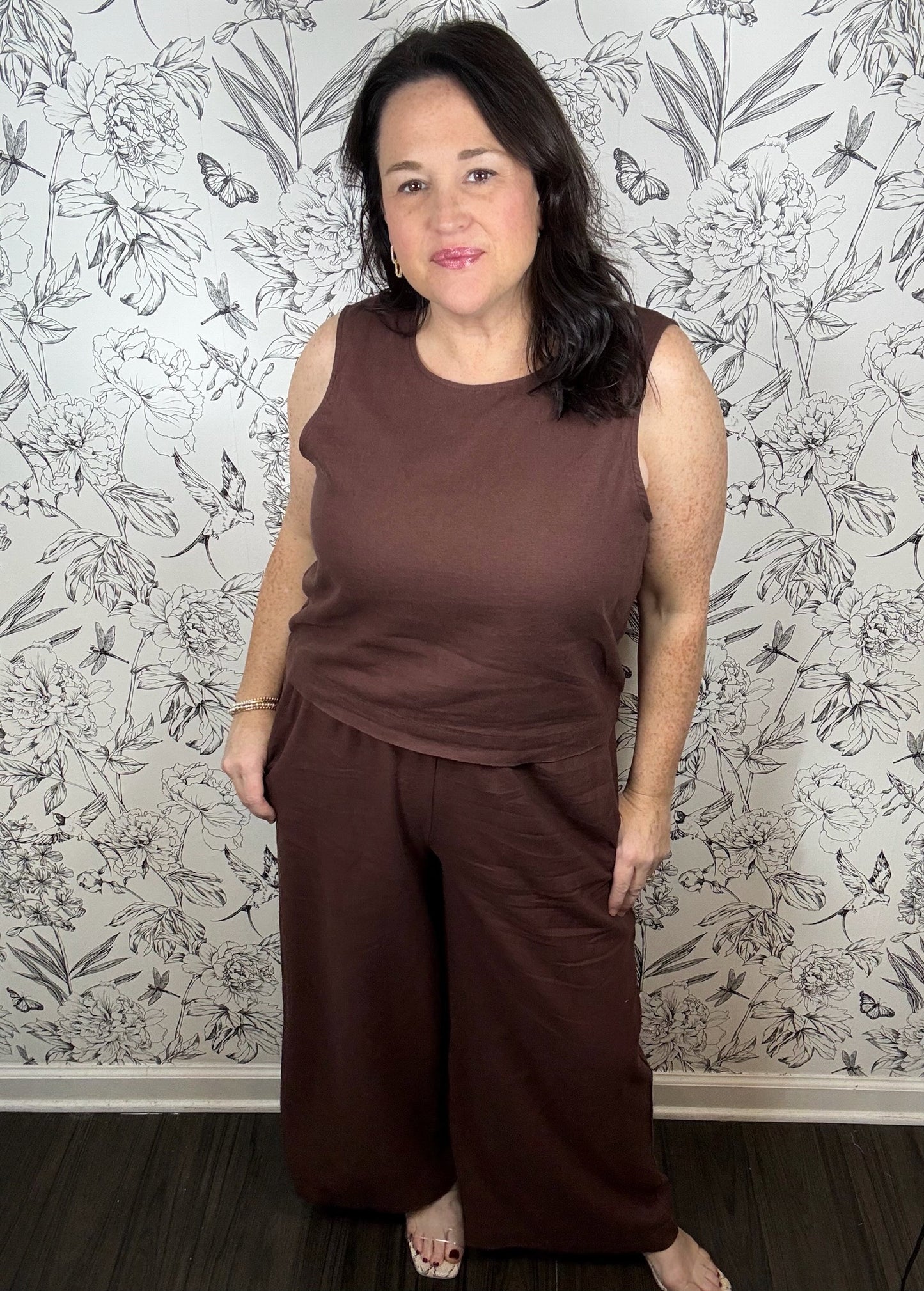 Sloane Linen Tank Chocolate Cherry