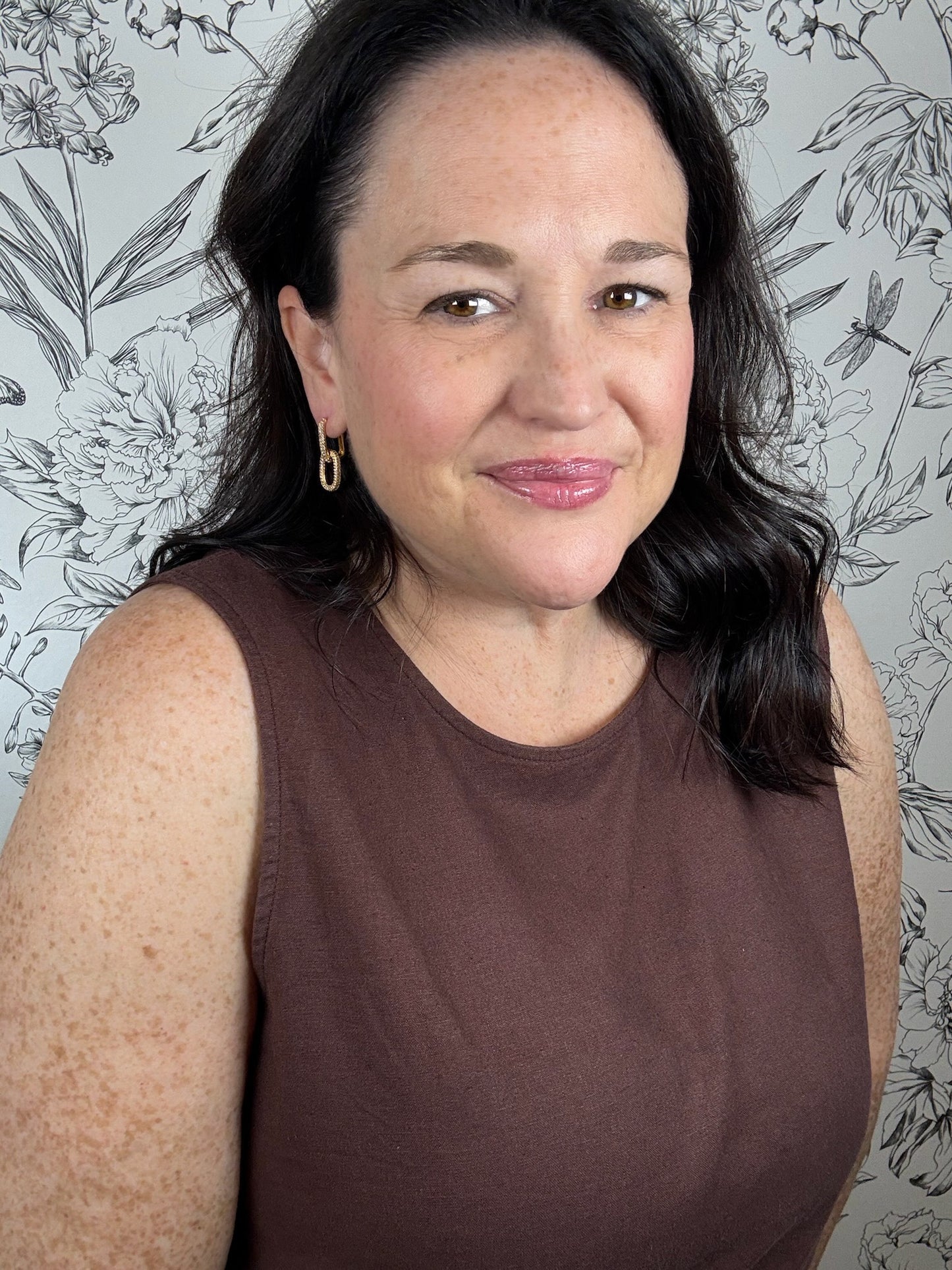 Sloane Linen Tank Chocolate Cherry