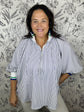 blue stripe half zip with contrasting band SHE & SKY