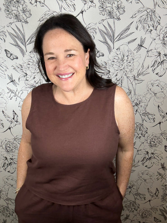 Sloane Linen Tank Chocolate Cherry