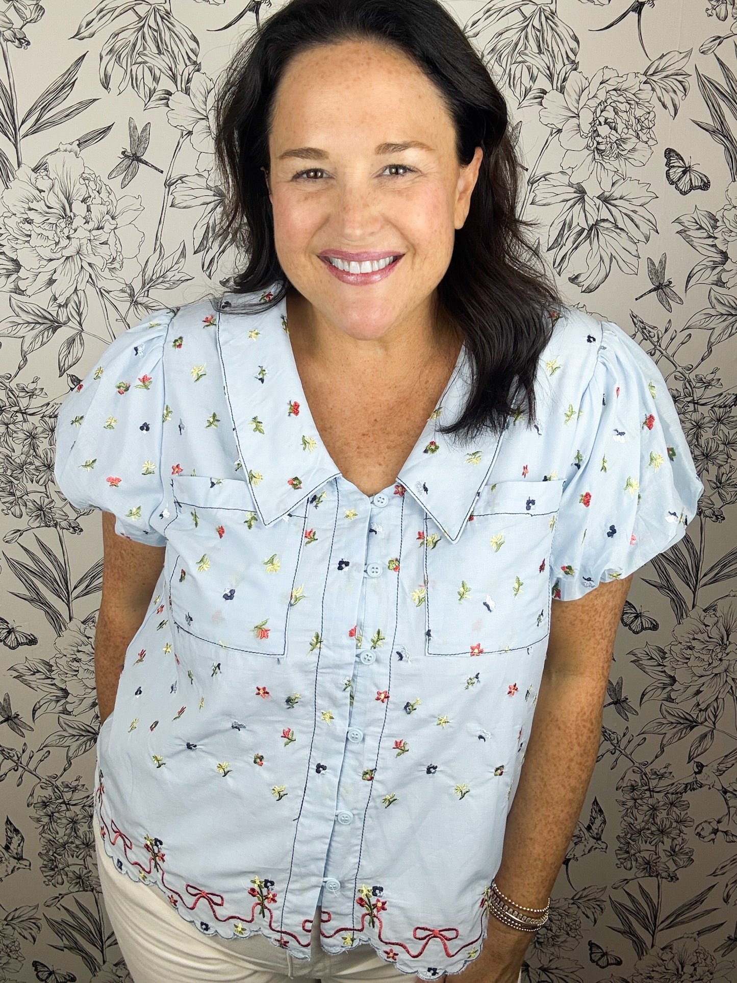 Something Blue Embroidered Blouse