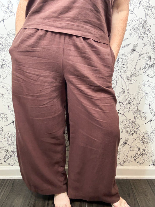 Scout Linen Pant in Chocolate Cherry
