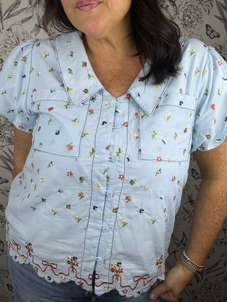 Something Blue Embroidered Blouse