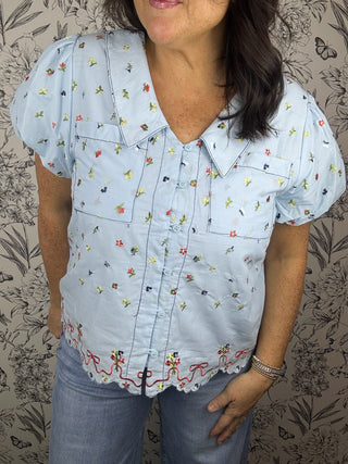 Something Blue Embroidered Blouse