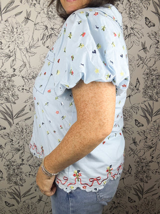 Something Blue Embroidered Blouse