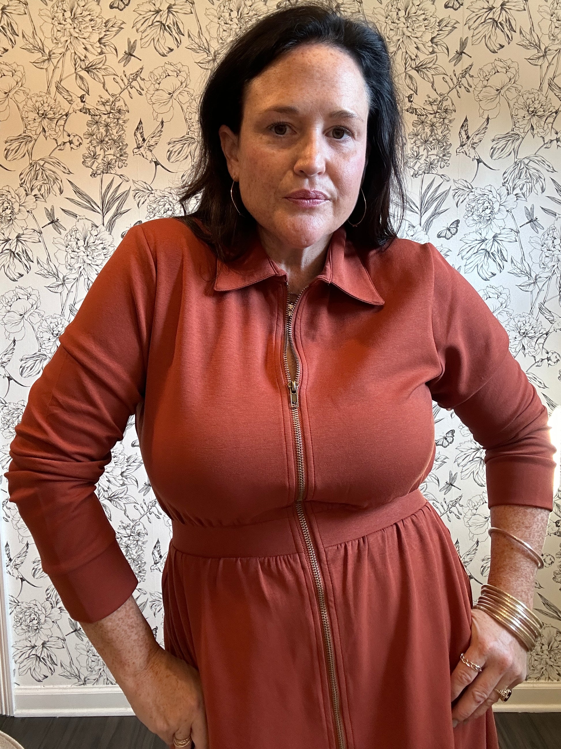 The Darcy Textured Zip Up Midi Dress - Best & Co. Boutique