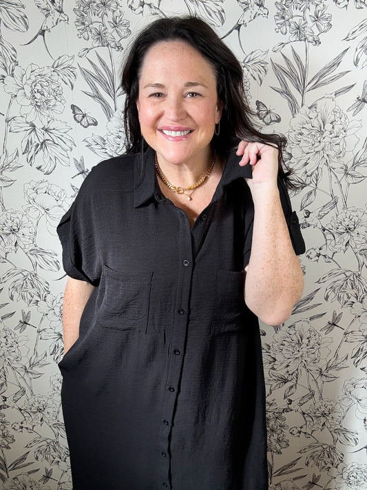 Black Anytime Shirt Dress in Curvy