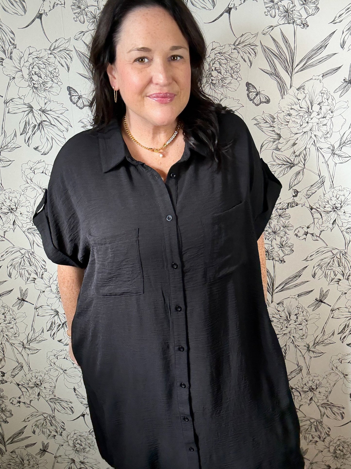 Black Anytime Shirt Dress in Curvy