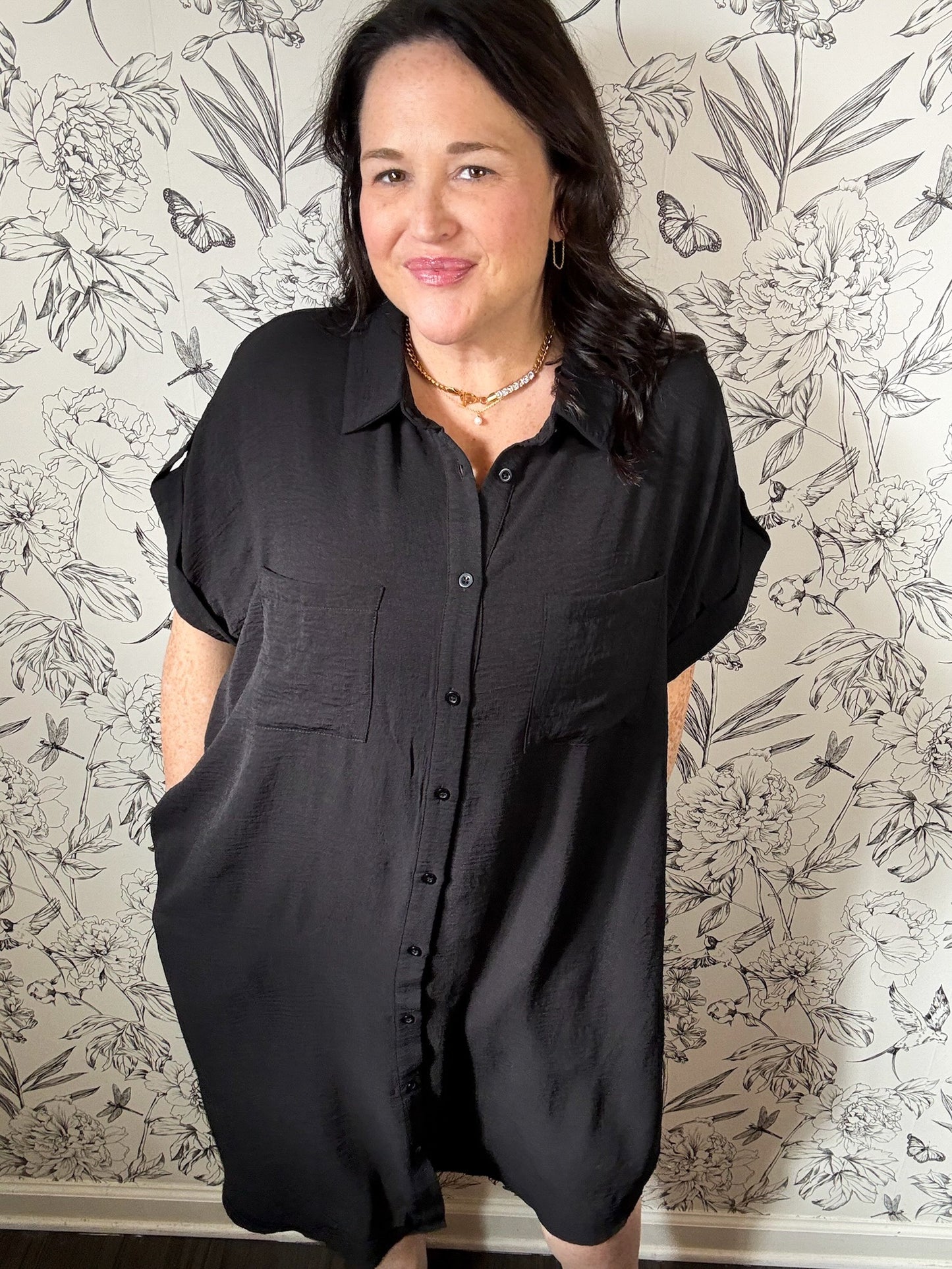 Black Anytime Shirt Dress in Curvy