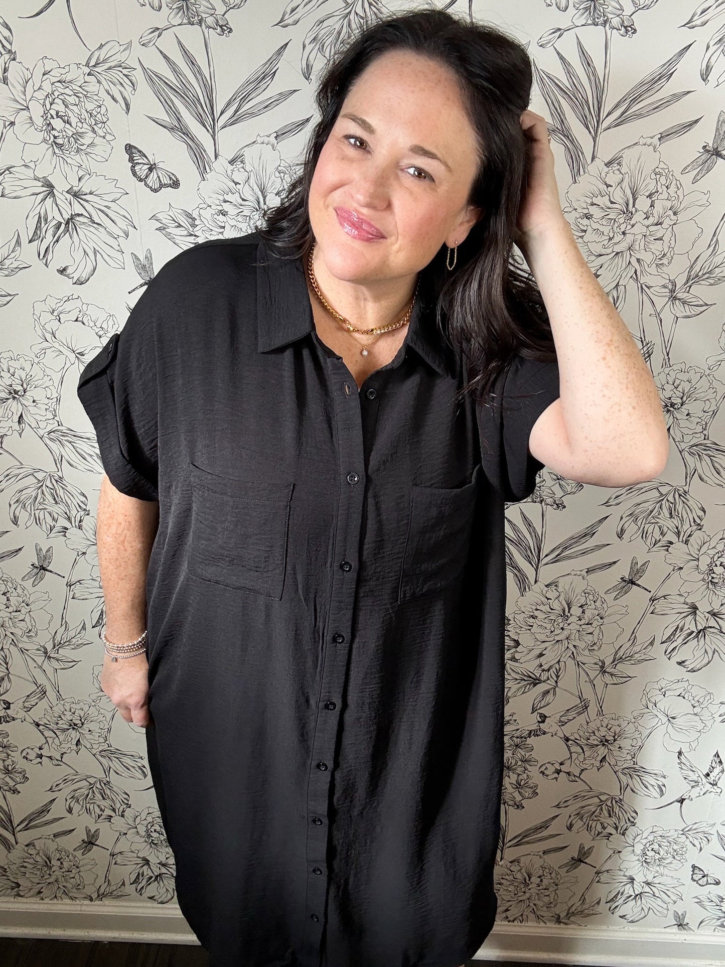 Black Anytime Shirt Dress in Curvy
