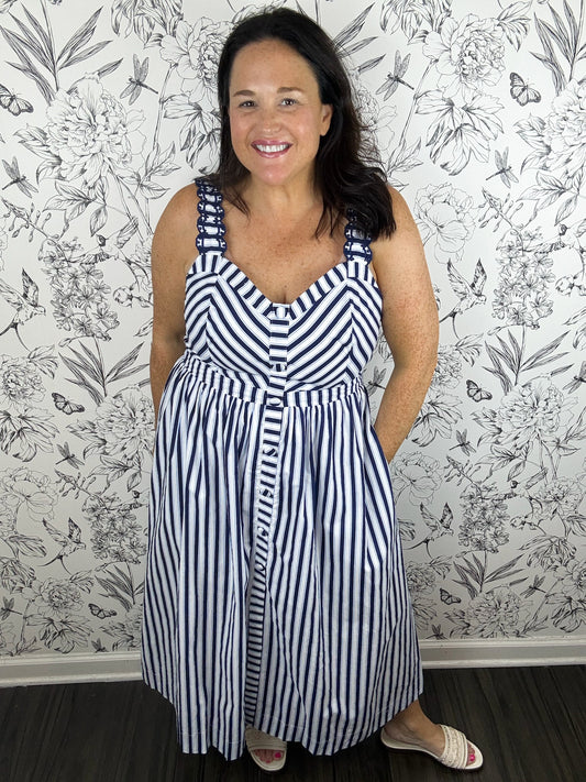 nautical stripe midi dress SKIES ARE BLUE