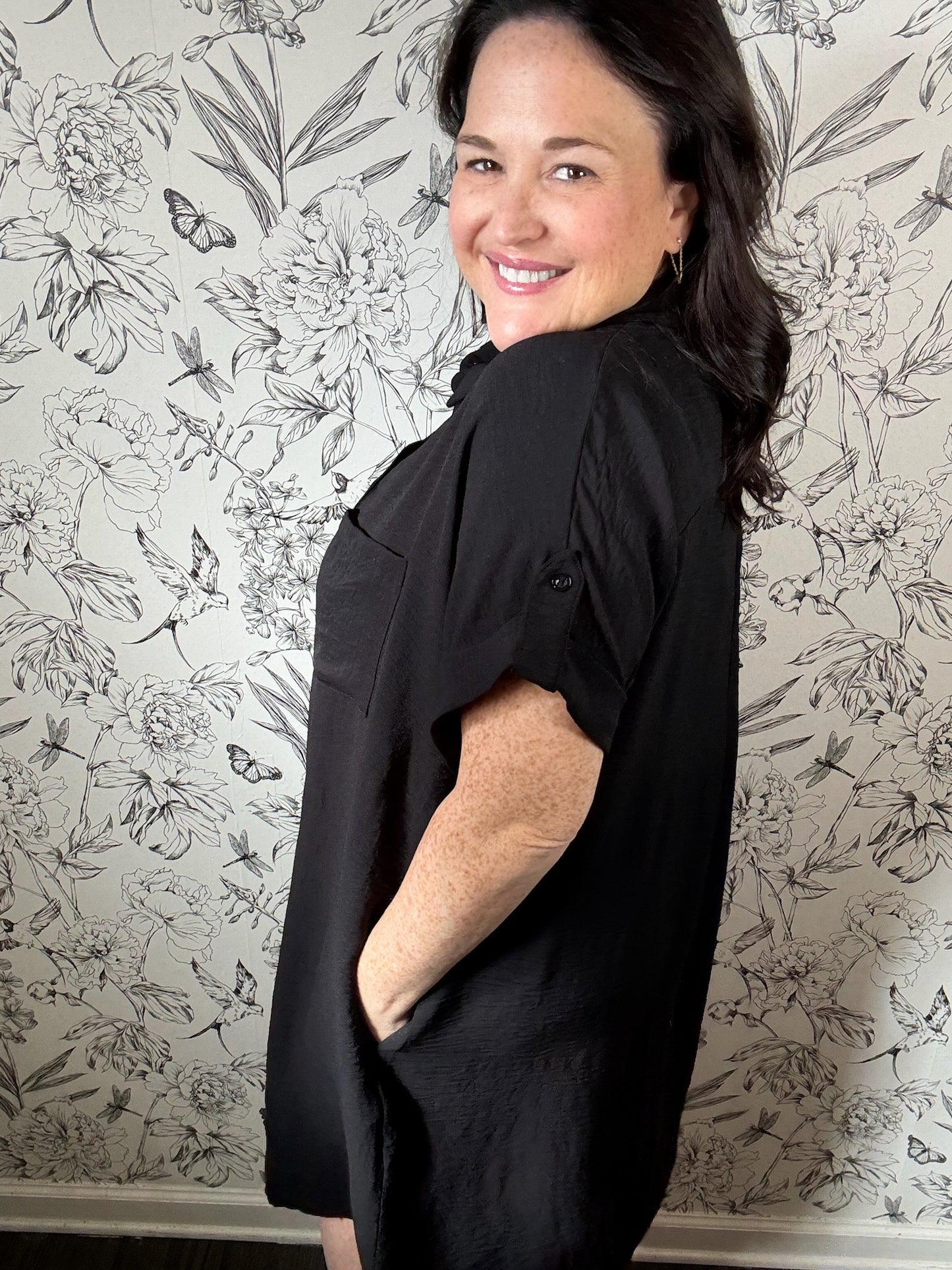 Black Anytime Shirt Dress in Curvy
