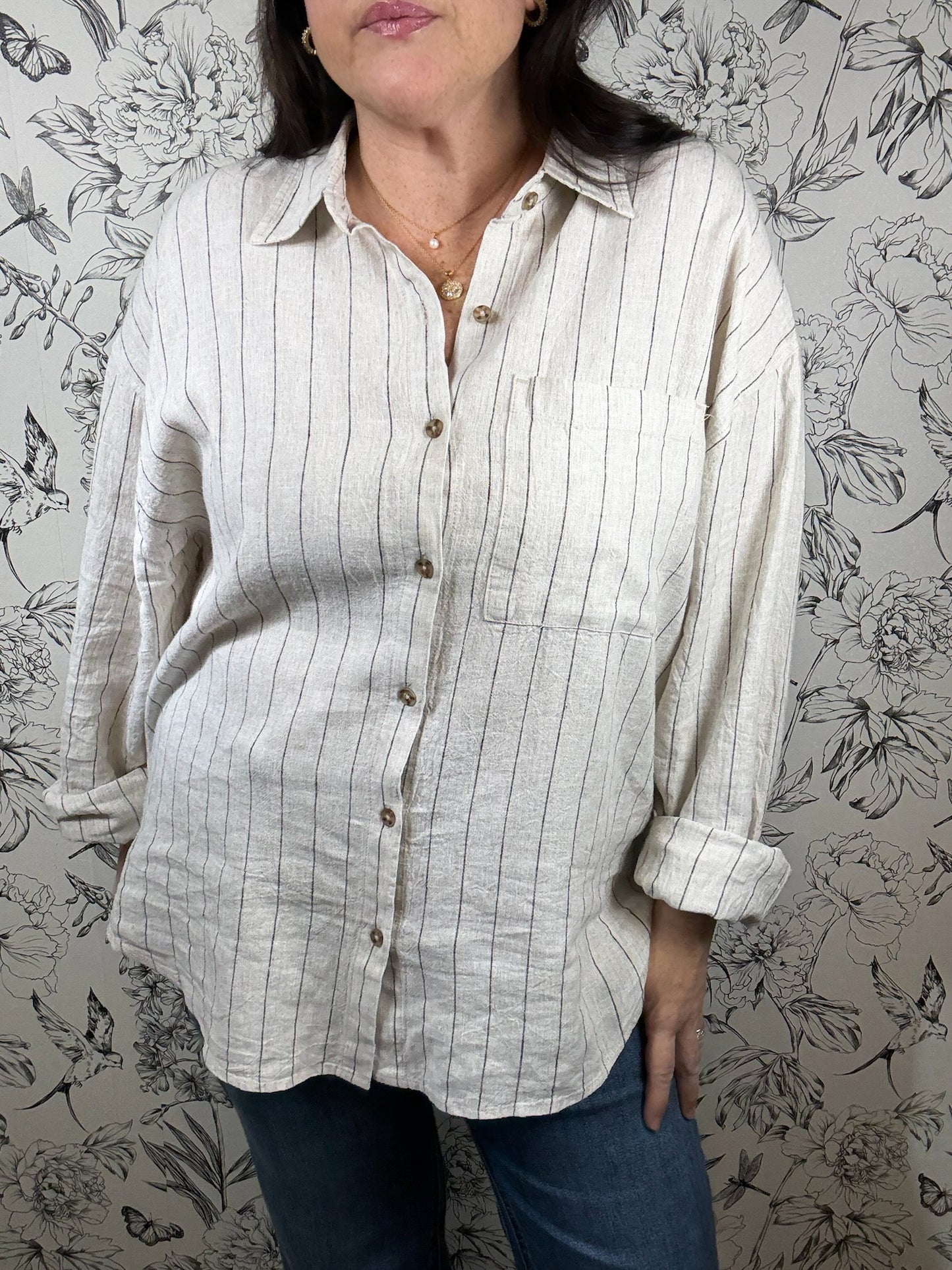 Alfie Stripe Linen Button Up