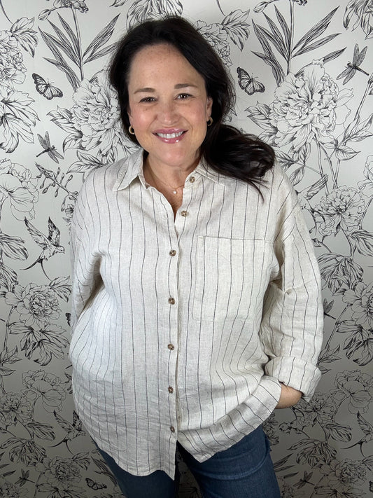 Aflie Striped Linen Top Z SUPPLY