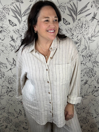 Alfie Stripe Linen Button Up