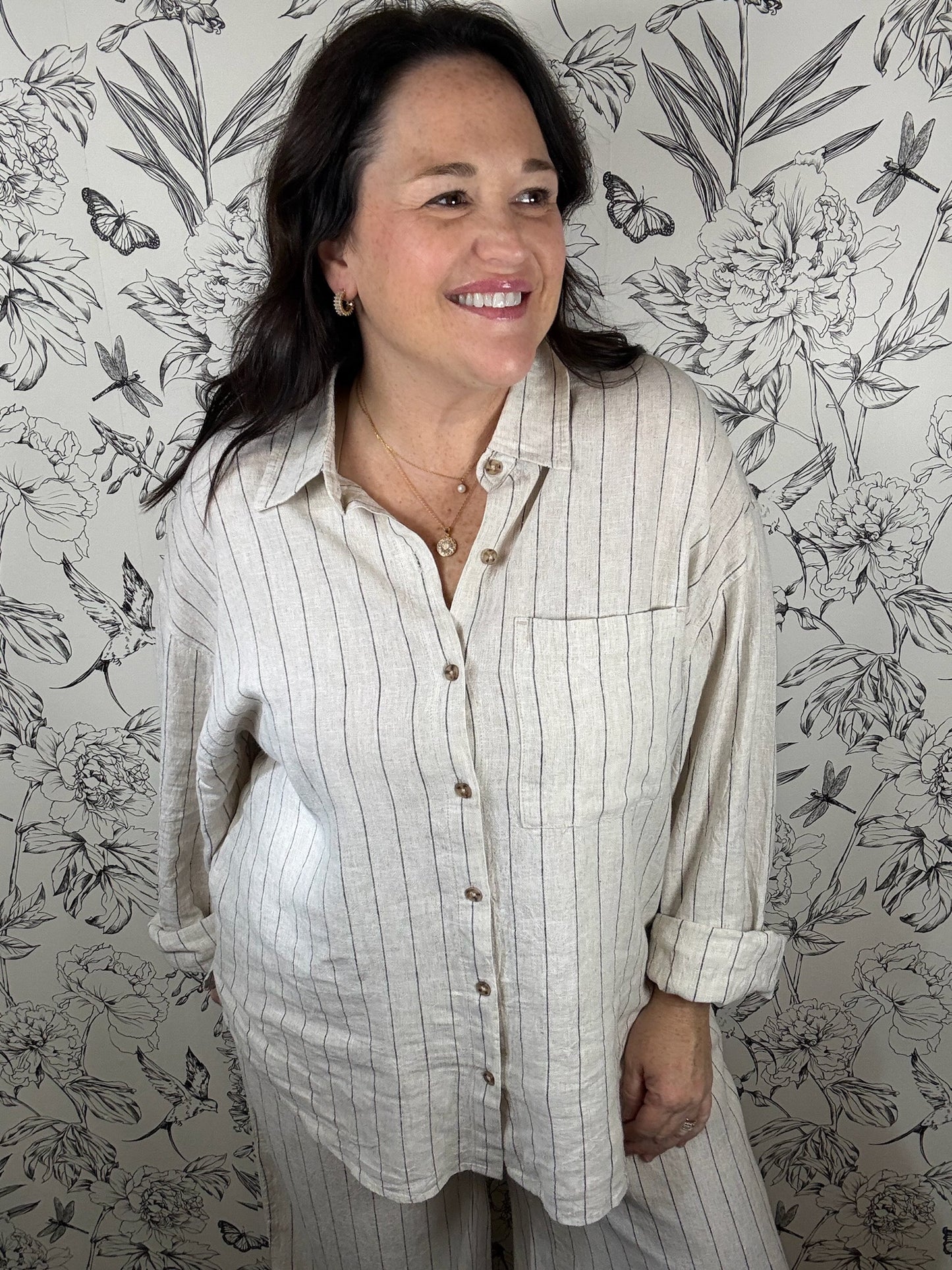 Alfie Stripe Linen Button Up