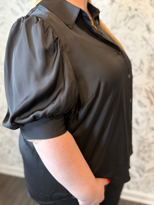 Allison Black Silky Curvy Top