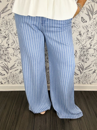 Ryan Wide Leg | Blue Stripe Tencel