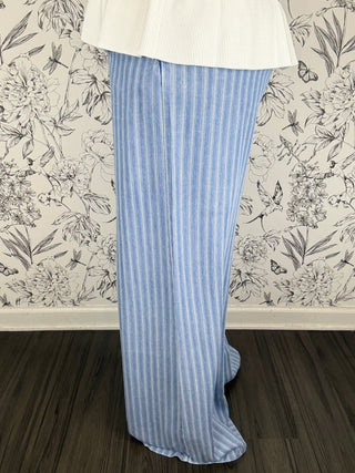 Ryan Wide Leg | Blue Stripe Tencel