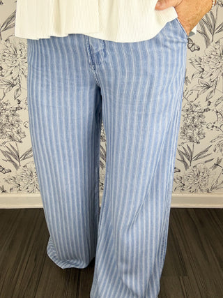 Ryan Wide Leg | Blue Stripe Tencel