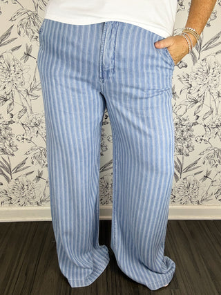 Ryan Wide Leg | Blue Stripe Tencel