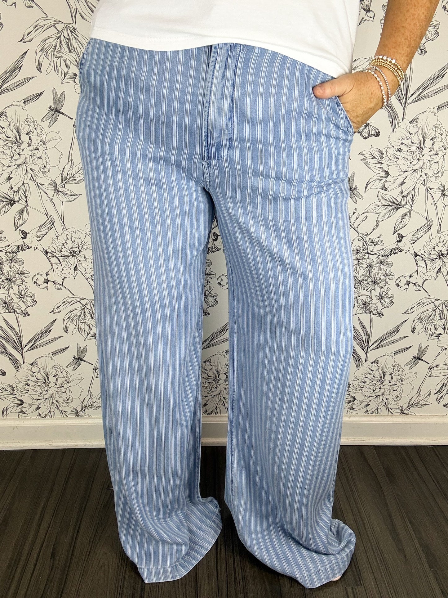 Ryan Wide Leg | Blue Stripe Tencel