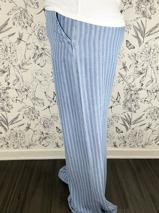 Ryan Wide Leg | Blue Stripe Tencel