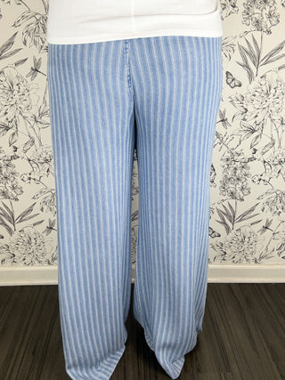 Ryan Wide Leg | Blue Stripe Tencel