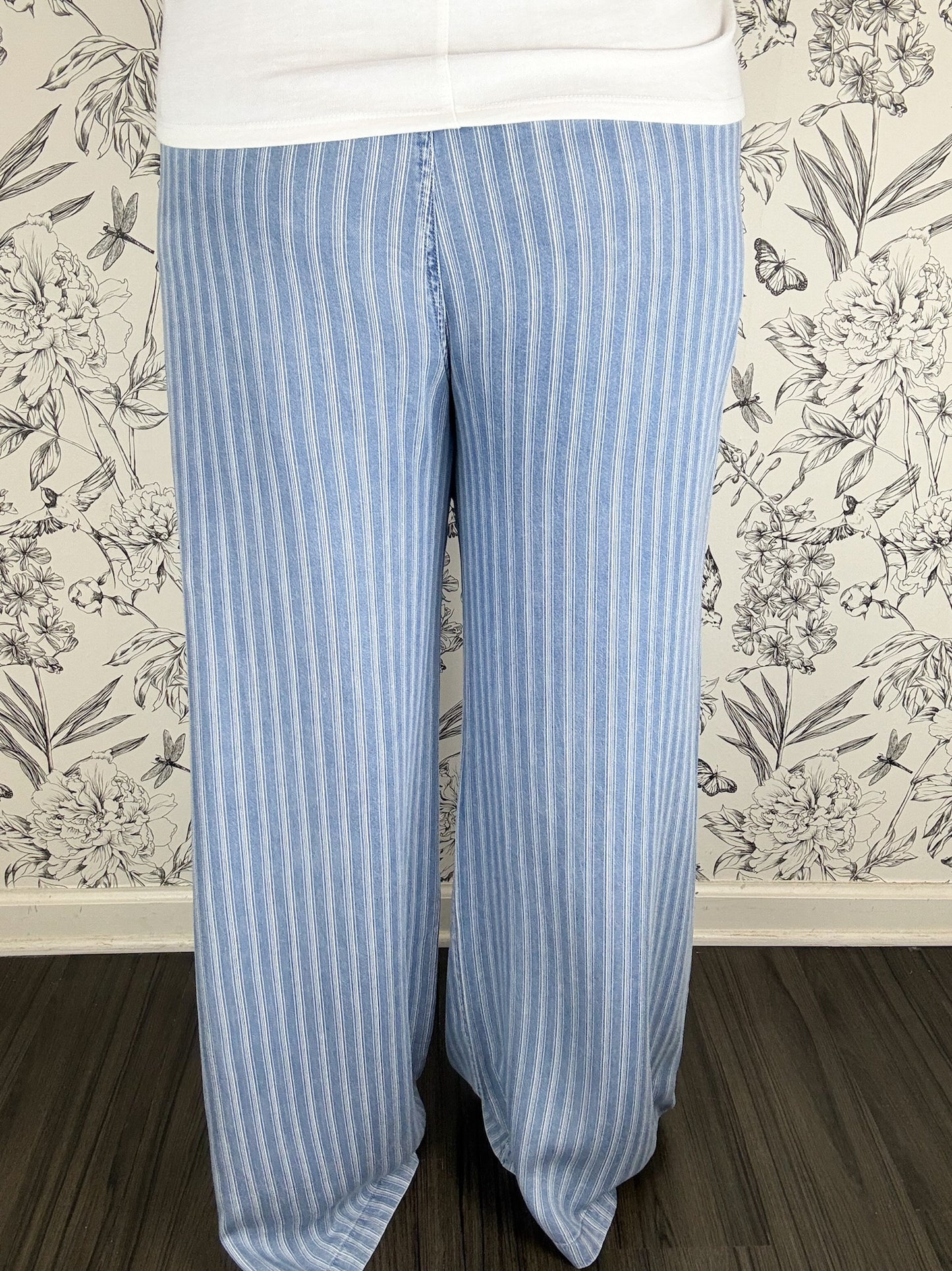 Ryan Wide Leg | Blue Stripe Tencel