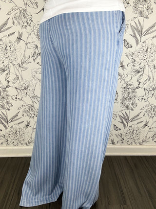 Ryan Wide Leg | Blue Stripe Tencel