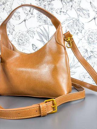 Amber Vegan Leather Small Hobo | Tan