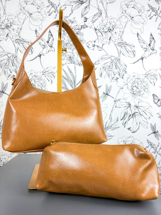 Amber Vegan Leather Small Hobo | Tan