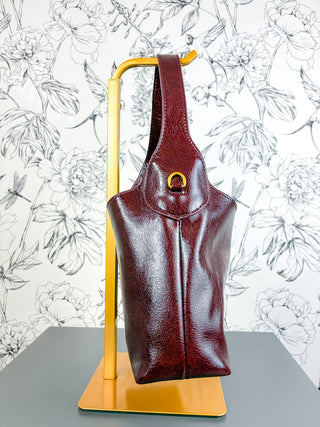 Amber Vegan Leather Small Hobo | Burgundy