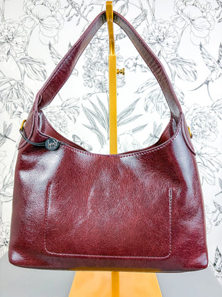 Amber Vegan Leather Small Hobo | Burgundy