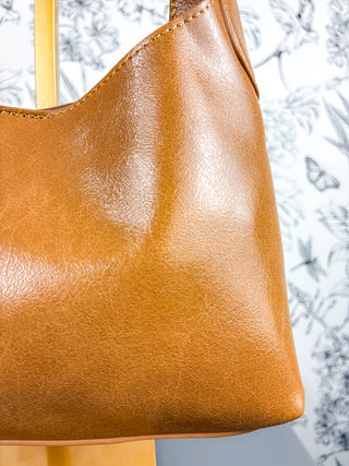 Amber Vegan Leather Small Hobo | Tan