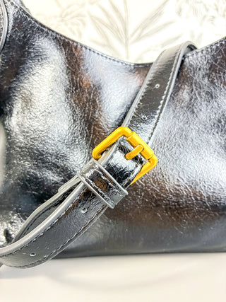 Amber Vegan Leather Small Hobo | Black