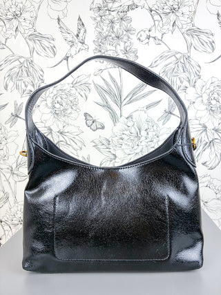 Amber Vegan Leather Small Hobo | Black
