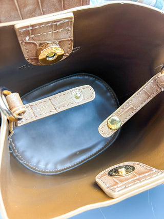 Lucia Sml Croc Vegan Bag | Tan