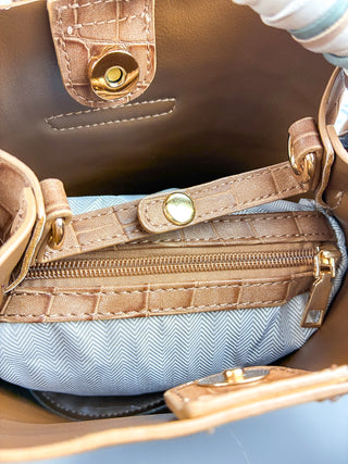 Lucia Sml Croc Vegan Bag | Tan