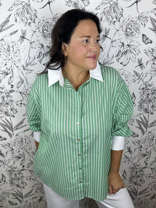 Fairway Stripe Poplin | Green