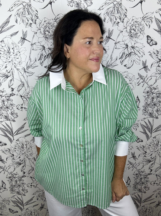 Fairway Stripe Poplin | Green
