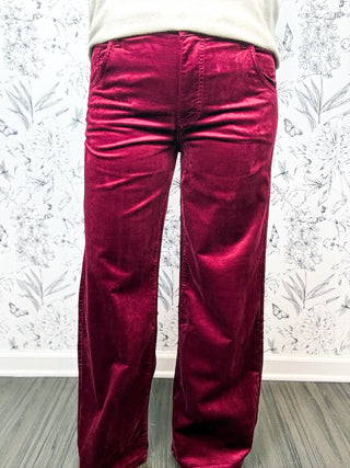 Jean Cranberry Velvet Straight Leg, Kut from the Kloth, full length