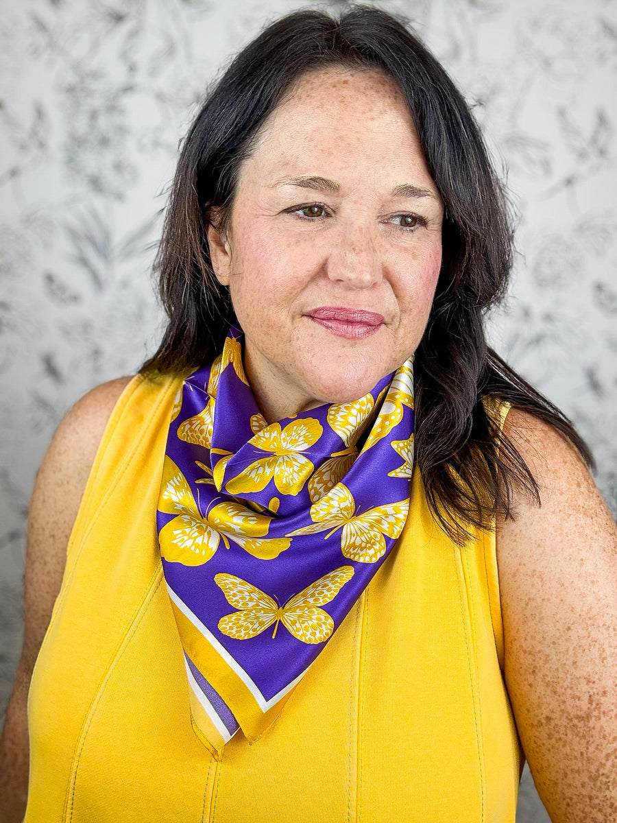 Mariposa Scarf in Purple & Gold