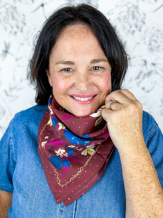 Meg Wild Rag Bandana Burgundy, Blue Cream