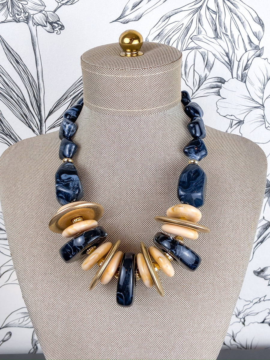 Monaco Marble Necklace | Black